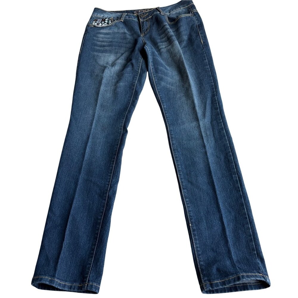 Coogi Women's Blue Straight Leg Skinny Jeans Size 14W Plus Size Detailed